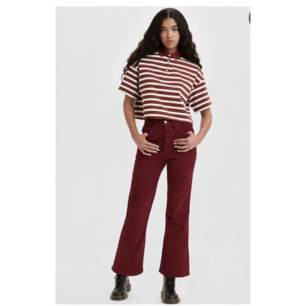 New Levis Premium Ribcage Cropped Bootcut Corduroy Big E Pant Jean Women’s Sz 25